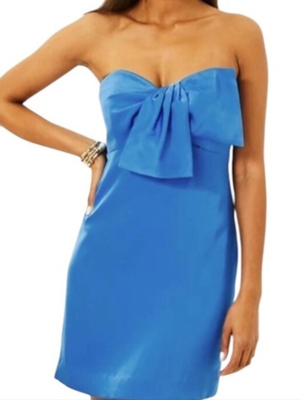 Lilly Pulitzer Strapless Blue Bow-Accent Dress